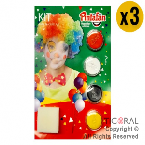 MAQUILLAJE ARTISTICO ROJO BLANCO NEGRO Y AMARILLO (BLISTER X 4 UNID - 8 GR) (PACK X 3 BLISTERS)